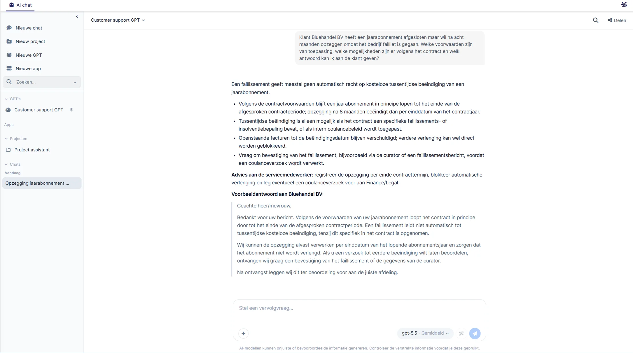 Een AI chatbot die klantenservice ondersteunt