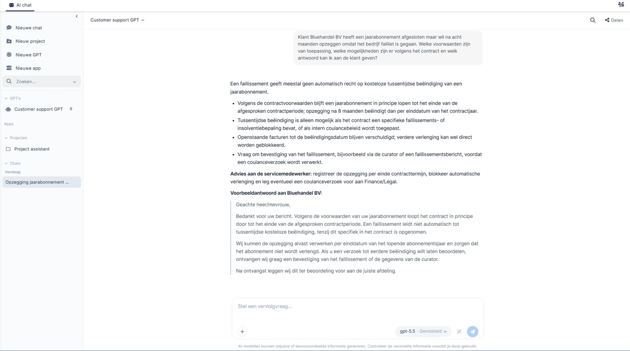 Een AI chatbot die klantenservice ondersteunt