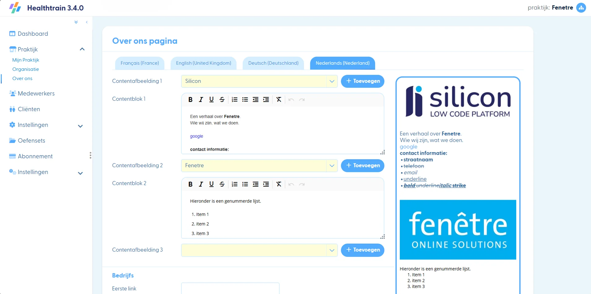 Over Ons Page Praktijk Zorg Applicatie