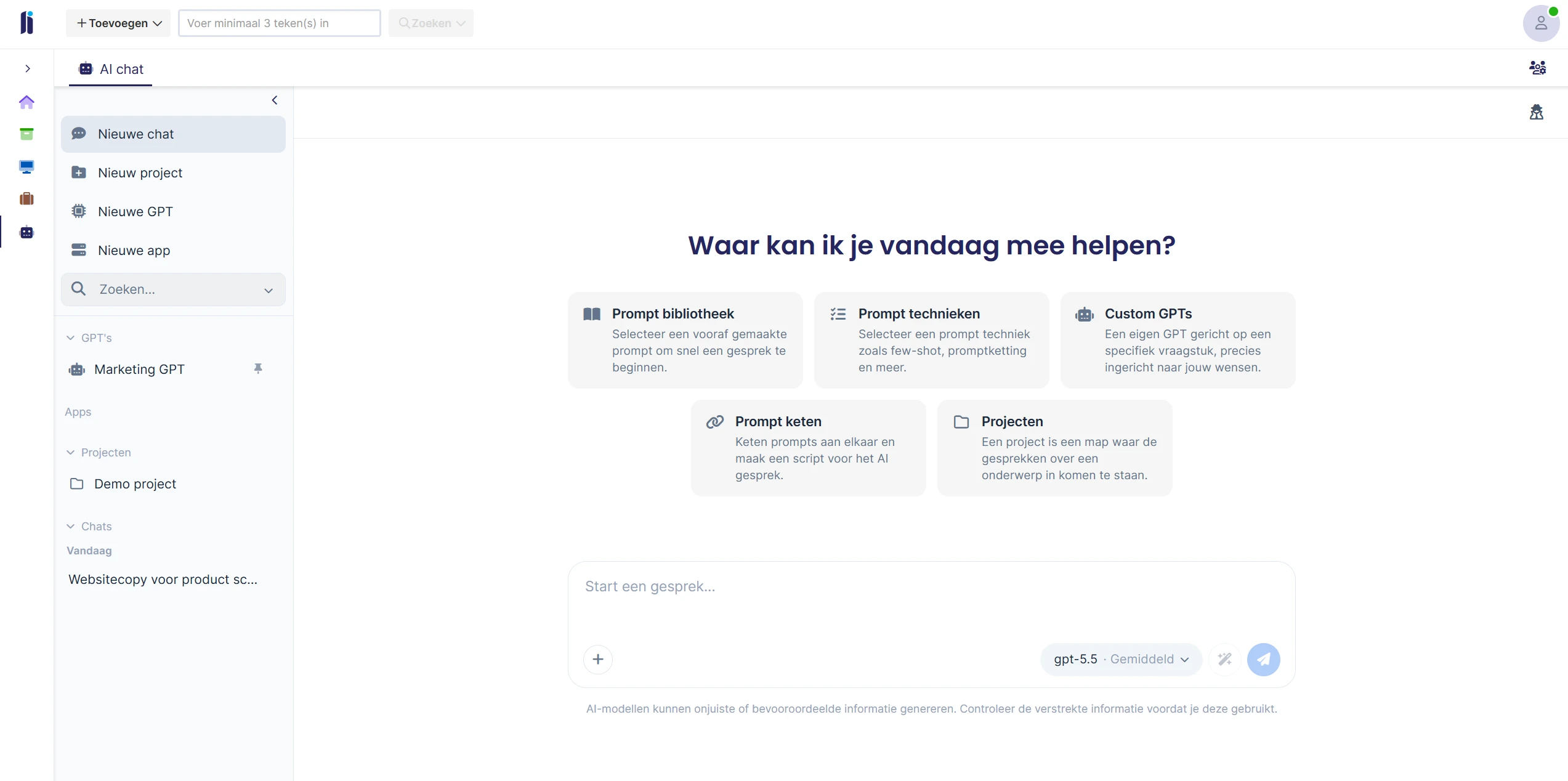 Ai Chatbot Siliconcode Startscherm Met AI Tools