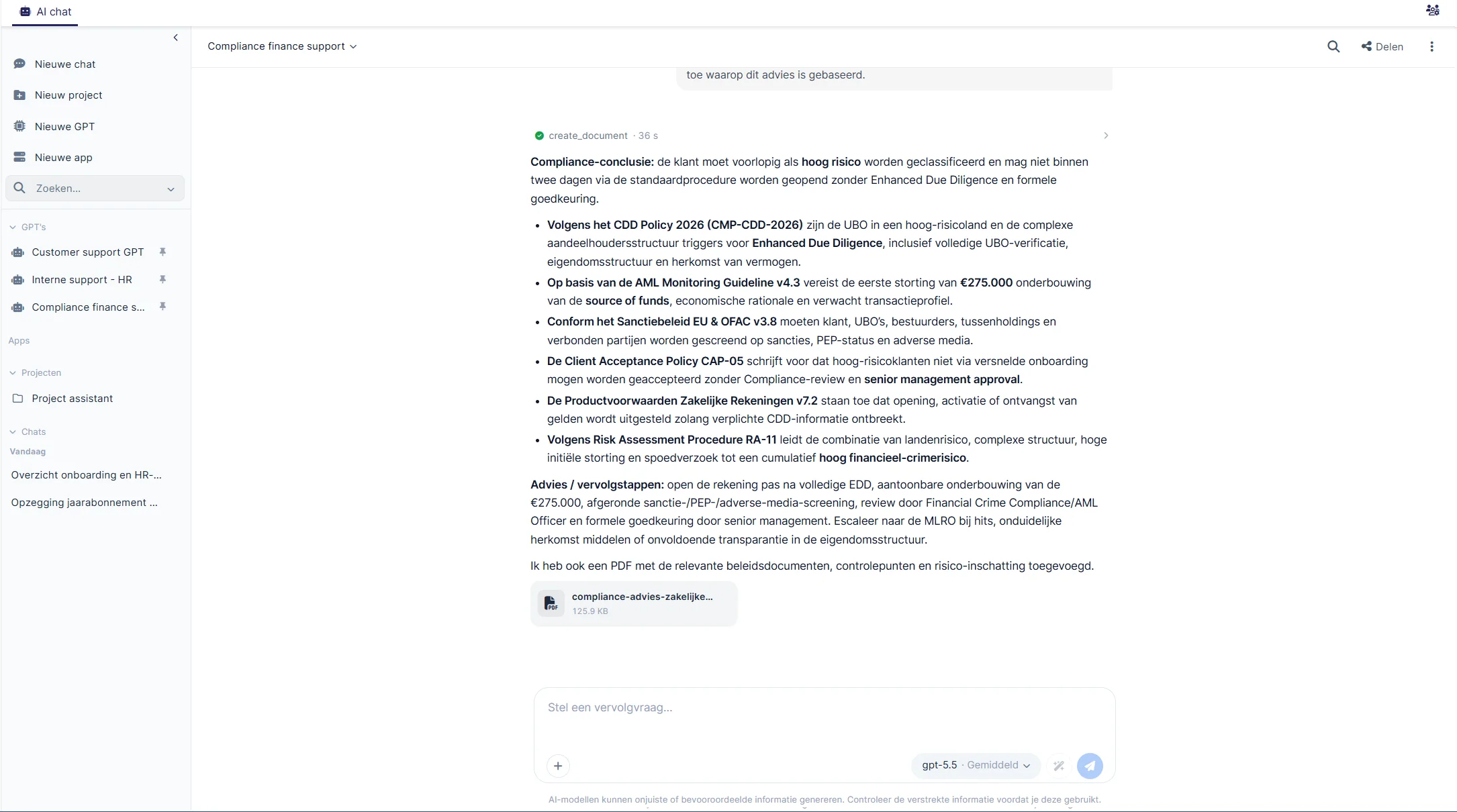 Compliance Finance Support